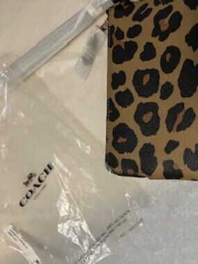 Coach Leopard Print Corner Zip NWT